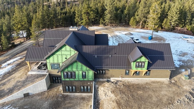 Standing seam roof on a large new construction home